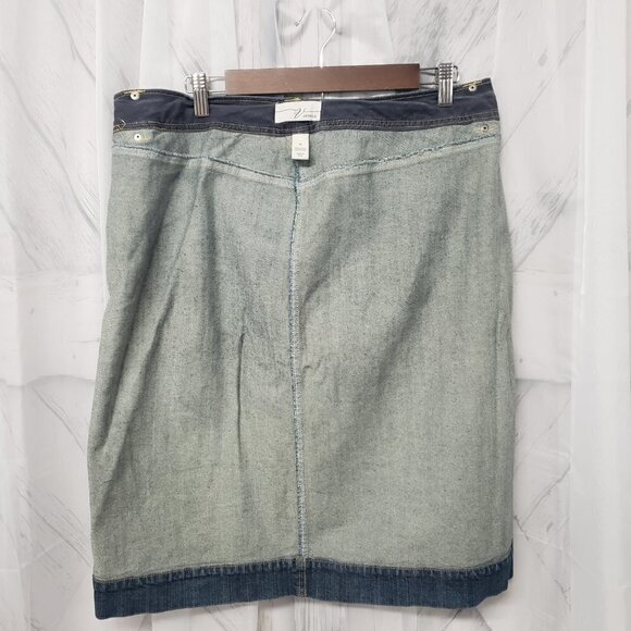 Venezia Blue Denim Button Down Knee Length Boho Western Skirt Size 14 - Picture 6 of 10